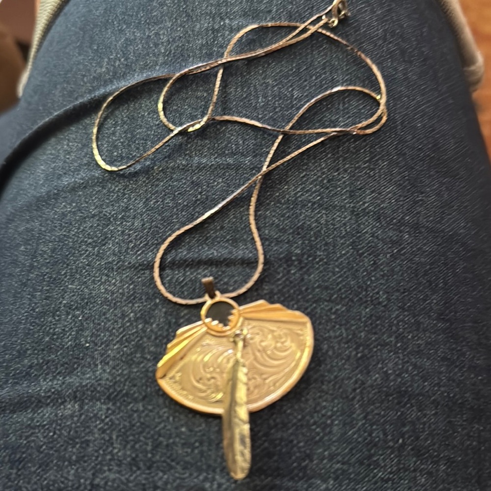 Montana silver Pendant Necklace with Feather Charm